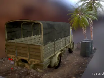 WWII Truck Fiat 626 CN Italian Low-poly 3D model