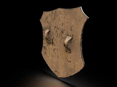 Polygonal soldier wooden shield armor Low-poly 3D model
