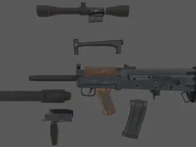 Customizable Ots - 14 Groza PBR Low-poly 3D model Low-poly 3D model