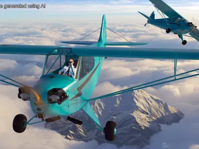 Piper Cub Aircraft Rigged 3D model