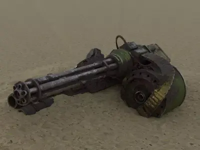 Rusty heavy machine gun Low-poly 3D model