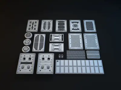 Sci-Fi panels kit 3D model