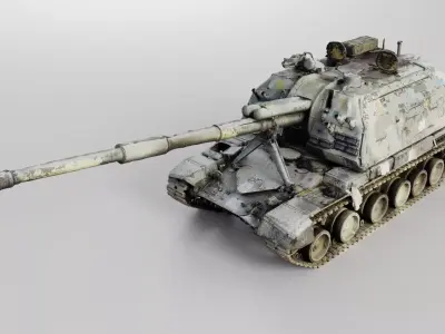 Destroyed 2S19 Msta 152 mm self-propelled howitzer M1990  3D model