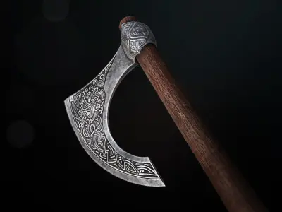 Battle axe  Low-poly 3D model get