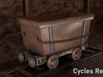 Rusty Minecart Low-poly 3D model