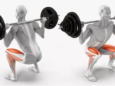 Male Muscular System Anatomy Squats Exercise 3D model purchase