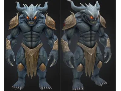 Horned Demon Monster Low-poly 3D model