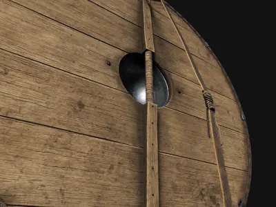 Slavic round leather shield- pagan symbol Low-poly 3D model