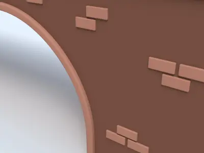 Cartoon Train Track on Bridge Low-poly 3D model