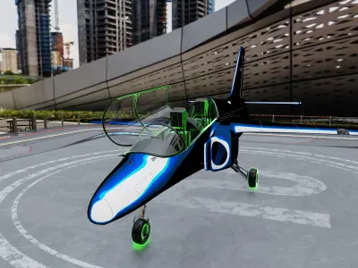 Toon Jet Plane Stylized Animated Rigged 3D Model Low-poly 3D model