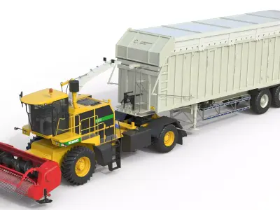 CMC Saturne 5800 Harvester With Trailer Low-poly 3D model