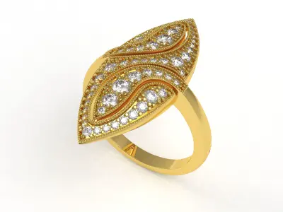 Antique Marquise Shape Diamond Ring 3D print model