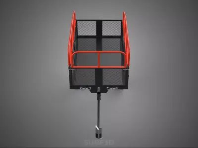 SINGLE AXLE TRAILER TOW BEHIND BED CAGE DUMP GARDEN TRACTOR CART 3D model