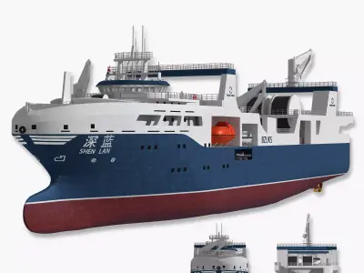 Deep Blue a Fishery Harvesting and Processing Vessel Research 3D model