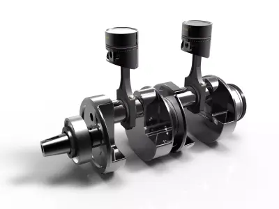 Motorcycle Piston and Crankshaft 3D model