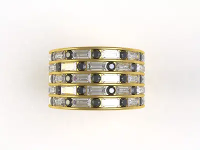 Baguette  Round Gents Ring 3D print model