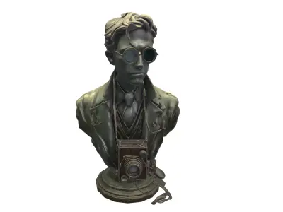 Victorian Photographer Bust with Vintage Camera 3D model