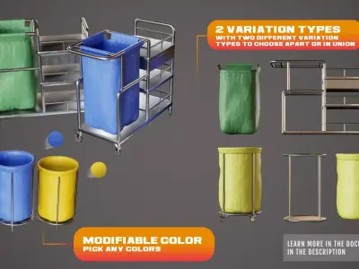 Waste Trolley - PBR Game Ready - LOW POLY Low-poly 3D model