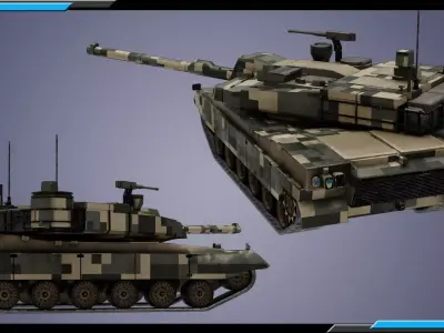 K2 Black Panther LowPoly-3D Model-6 Skins-4K tex-Rigged Tank Low-poly 3D model