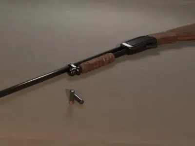 Shotgun with bullets 3D model