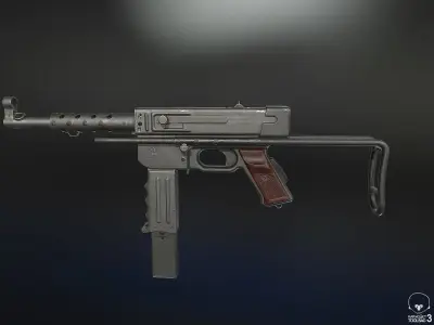 MAT-49 Submachine Gun Low-poly 3D model