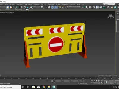 Yellow plastic road barrier Low-poly 3D model