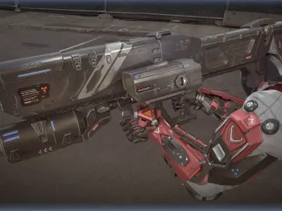 FPS Sci Fi Hands With Launcher Low-poly 3D model