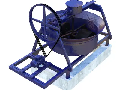 CONCRETE PAN MIXER WITH BLADES AND ROLLER 3D model