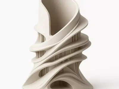 Modern Lines Pencil Holder Inspired by contemporary architecture 3D print model