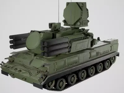 Lowpoly Pantsir-S2 Missile System Low-poly 3D model