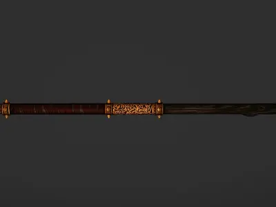 God Poker Golden Staff Low-poly 3D model