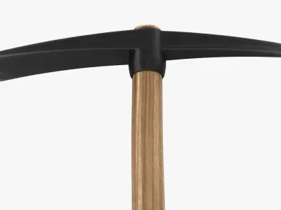 Pickaxe axe with wooden handle Low-poly 3D model