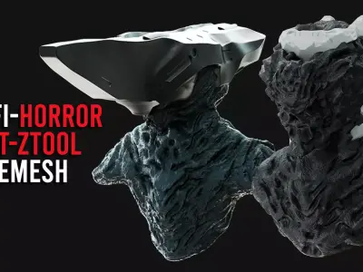 2 Sci-Fi Horror Bust BaseMesh Pack With UVs Ztool 3D model