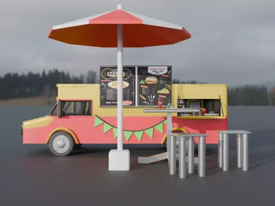 Food Truck Street Kitchen Mobile Catering Vehicle 3D model