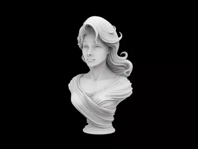 Romantic Woman Bust Sculpture with Base for 3D Print 3D print model