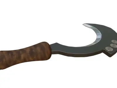 Curved Cerulit Sword 3D Model with Green Jade 3D model