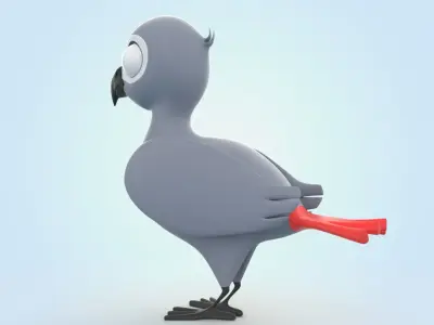 African grey parrot 3D model