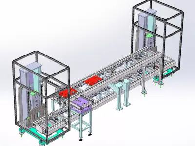 Double-layer conveyor with lifting at both ends 3D model