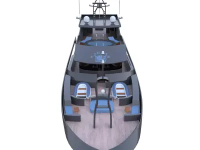 Luxury Black Yacht Pirate High Quality PBR All Quads Low-poly 3D model