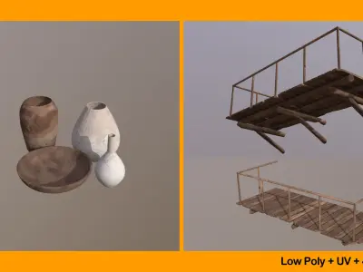 Environment Kitbash Desert Village Low-poly 3D model
