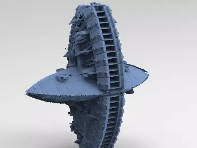 Art Deco Sci-Fi Disk Ship 8  3D model