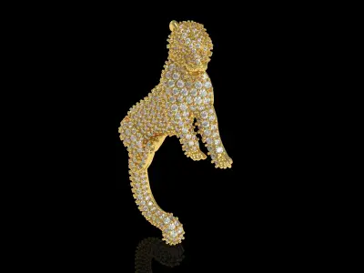 Fully Iced Panther Diamond Brooch 3D print model