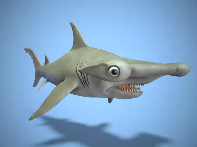 Hammerhead shark Low-poly 3D model 2