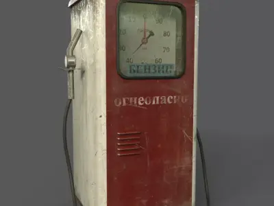 Gas station USSR Free low-poly 3D model