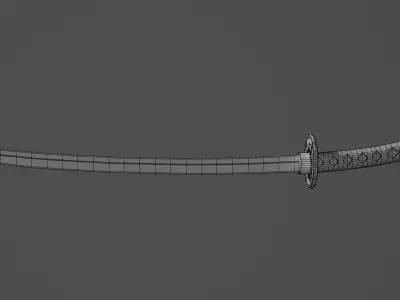 Katana samurai sword 3D model 6