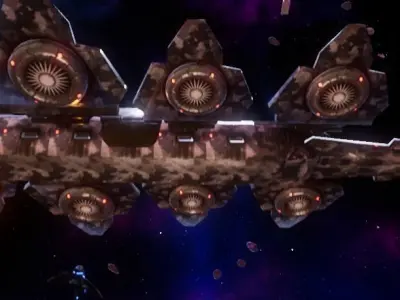 3D model    Cruiser ship  spaceship  low poly PBR Low-poly 3D model