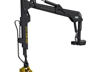 Yellow Forestry Knuckleboom Loader Crane 3D model