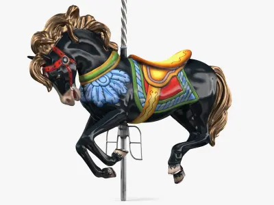Carousel Galloping Horse Ebony 3D model