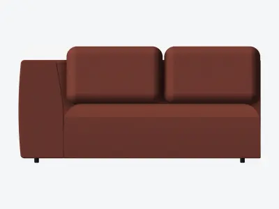 Seat - Sofa - Simplicity - Double - One Arm Low-poly 3D model