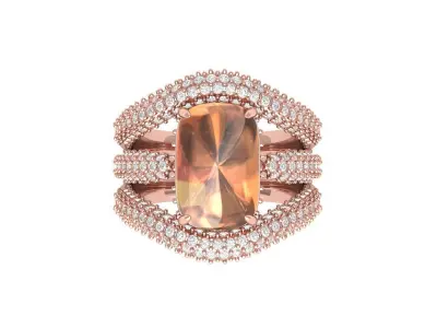 Cushion Art deco Ring 3D print model 5